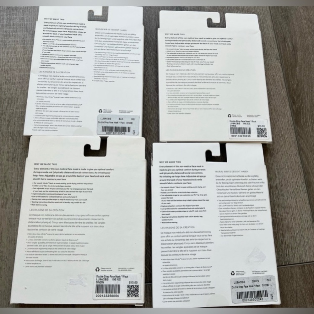 4 Lululemon Double Strap
Face Masks